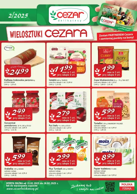 CEZAR Delikatesy - gazetka promocyjna Gazetka od czwartku 13.02 do środy 26.02