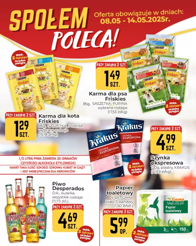 Społem Częstochowa - gazetka promocyjna Plakaty promocyjne od czwartku 08.05 do środy 14.05
