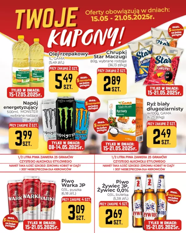 Społem Częstochowa - gazetka promocyjna Plakaty promocyjne od poniedziałku 12.05 do środy 21.05