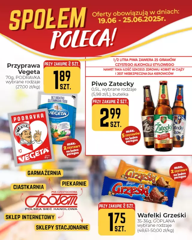 Społem Częstochowa - gazetka promocyjna Plakaty promocyjne od czwartku 19.06 do środy 25.06