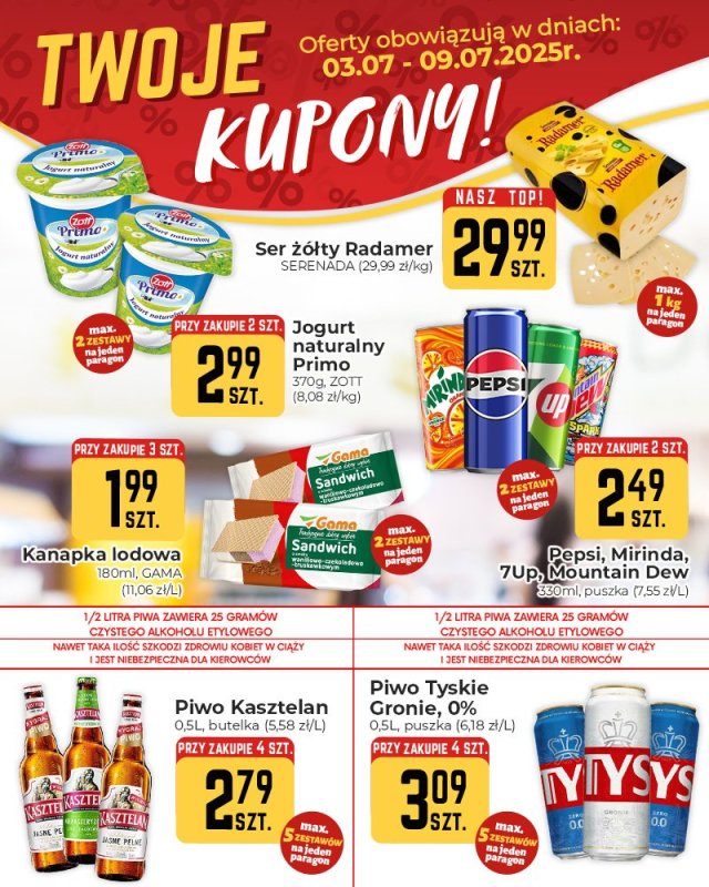 Społem Częstochowa - gazetka promocyjna Społem poleca! od czwartku 03.07 do środy 09.07