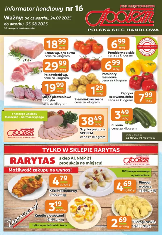 Społem Częstochowa - gazetka promocyjna Gazetka od czwartku 24.07 do wtorku 05.08