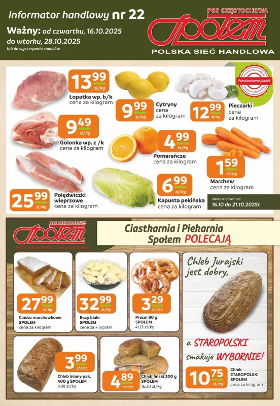 Społem Częstochowa - gazetka promocyjna Gazetka od czwartku 16.10 do wtorku 28.10