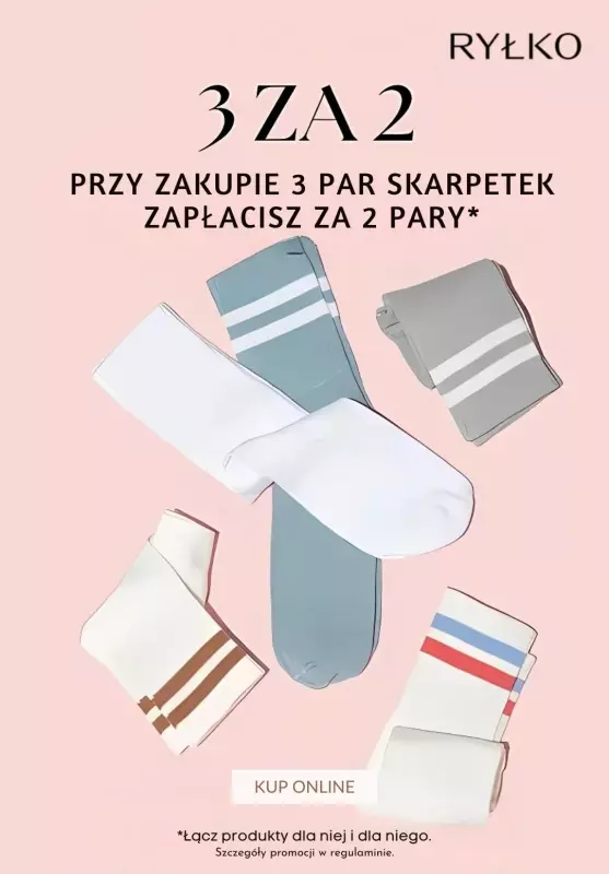 Ryłko - gazetka promocyjna 3 ZA 2 przy zakupie 3 par skarpetek od piątku 07.02 do piątku 14.02