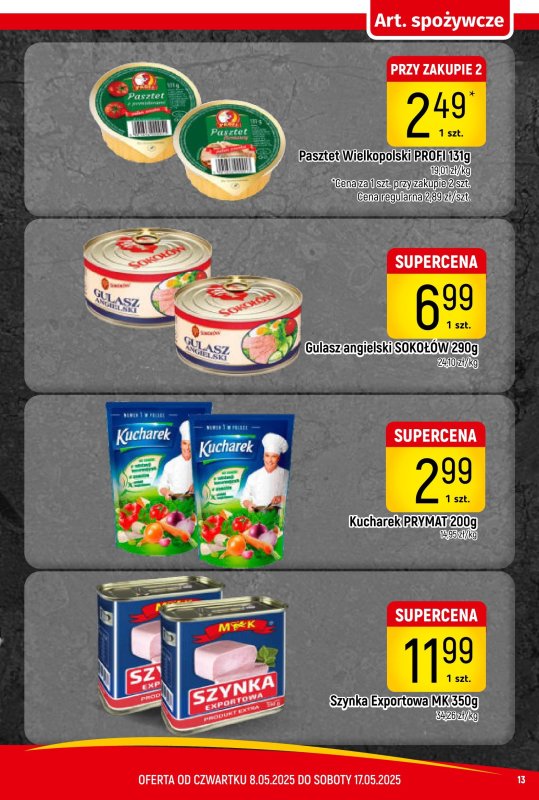 Delikatesy Piotruś Pan - gazetka promocyjna Gazetka od czwartku 08.05 do soboty 17.05 - strona 13