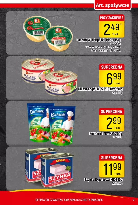Delikatesy Piotruś Pan - gazetka promocyjna Gazetka od czwartku 08.05 do soboty 17.05 - strona 13