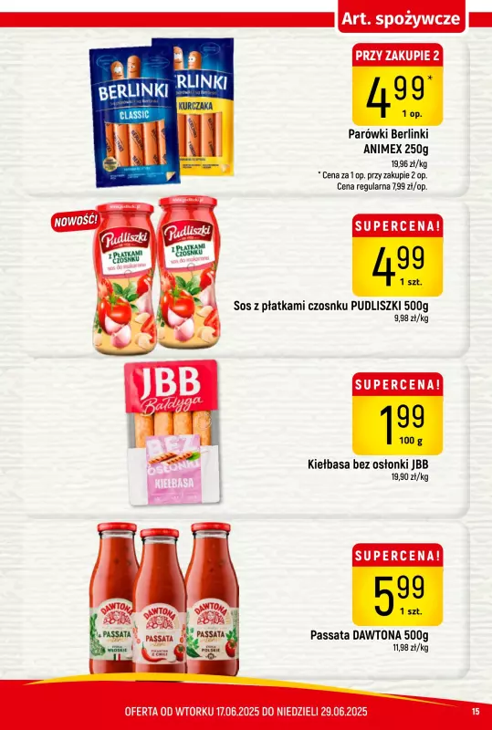 Delikatesy Piotruś Pan - gazetka promocyjna Gazetka od wtorku 17.06 do niedzieli 29.06 - strona 15