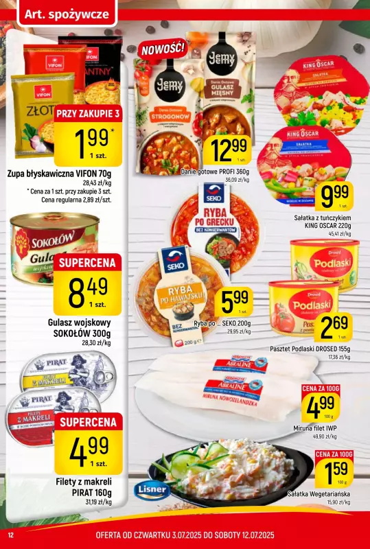 Delikatesy Piotruś Pan - gazetka promocyjna Gazetka od czwartku 03.07 do soboty 12.07 - strona 12
