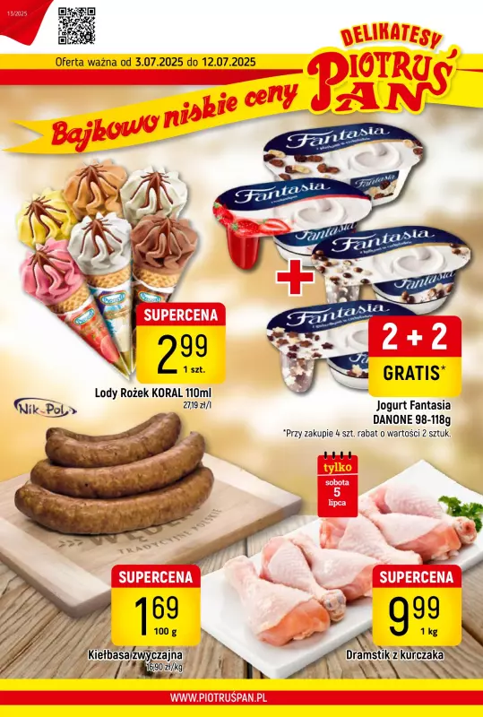 Delikatesy Piotruś Pan - gazetka promocyjna Gazetka od czwartku 03.07 do soboty 12.07