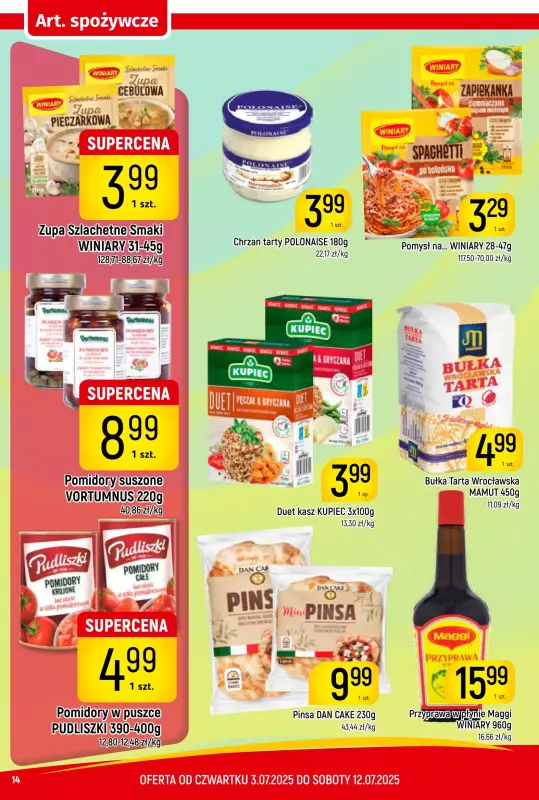 Delikatesy Piotruś Pan - gazetka promocyjna Gazetka od czwartku 03.07 do soboty 12.07 - strona 14