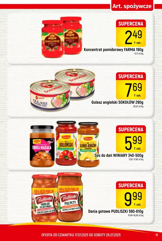 Delikatesy Piotruś Pan - gazetka promocyjna Gazetka od czwartku 17.07 do soboty 26.07 - strona 13