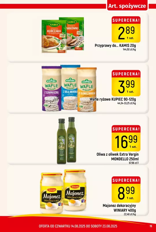 Delikatesy Piotruś Pan - gazetka promocyjna Gazetka od czwartku 14.08 do soboty 23.08 - strona 15