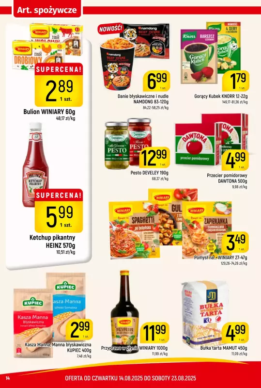 Delikatesy Piotruś Pan - gazetka promocyjna Gazetka od czwartku 14.08 do soboty 23.08 - strona 14