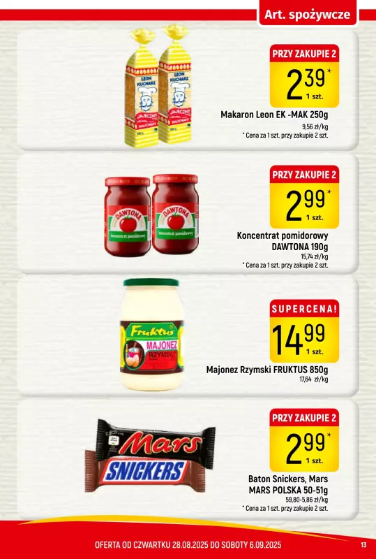 Delikatesy Piotruś Pan - gazetka promocyjna Gazetka od czwartku 28.08 do soboty 06.09 - strona 13
