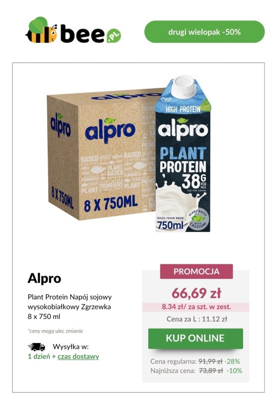 Bee.pl - gazetka promocyjna Drugi wielopak Alpro -50% od soboty 19.04 do środy 30.04 - strona 5