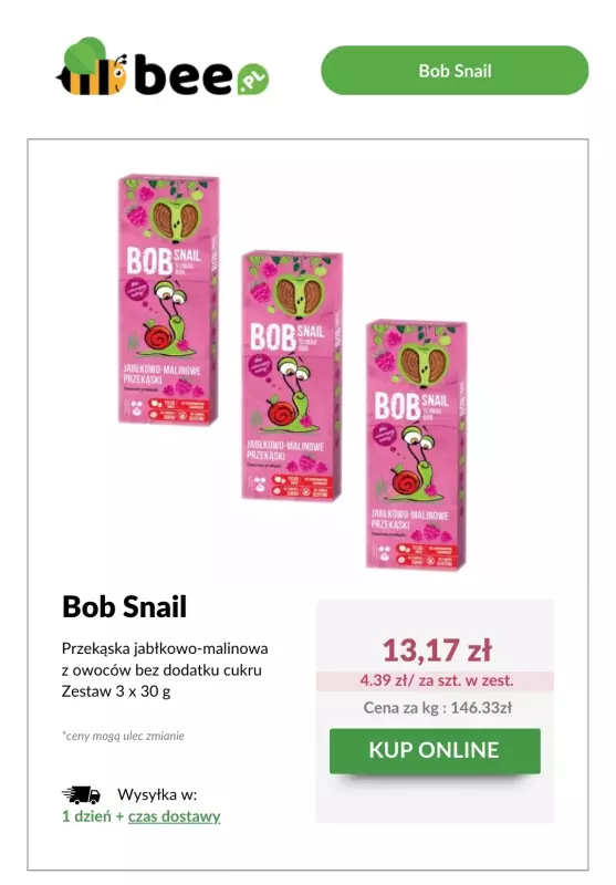 Bee.pl - gazetka promocyjna Złap przekąskę malinową bez cukru Bob Snail za 1 grosz!   - strona 2