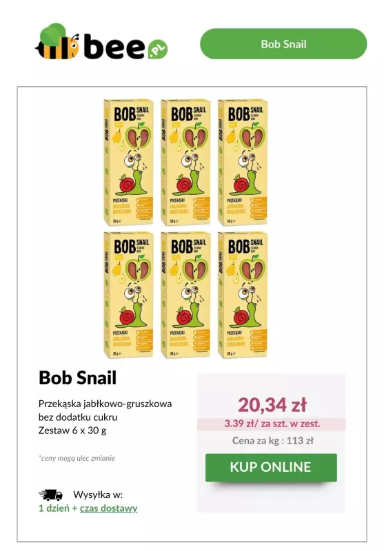 Bee.pl - gazetka promocyjna Złap przekąskę malinową bez cukru Bob Snail za 1 grosz!   - strona 3