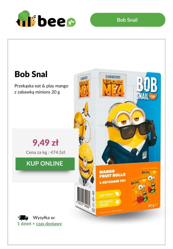 Bee.pl - gazetka promocyjna Złap przekąskę malinową bez cukru Bob Snail za 1 grosz! od poniedziałku 28.04 do soboty 31.05 - strona 6