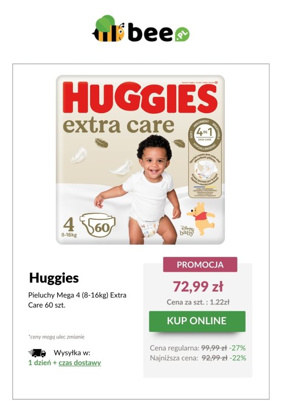 Bee.pl - gazetka promocyjna Huggies w SUPERCENACH! od środy 07.05  - strona 4