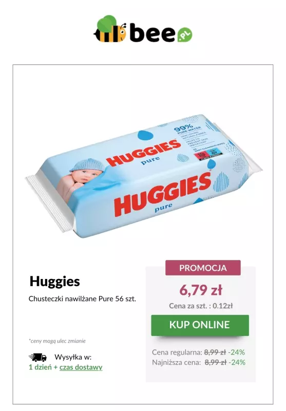 Bee.pl - gazetka promocyjna Huggies w SUPERCENACH! od środy 07.05  - strona 7