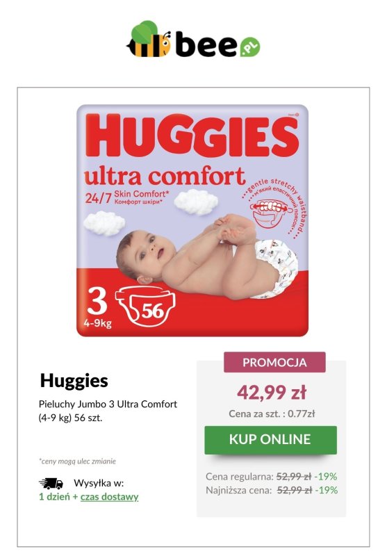 Bee.pl - gazetka promocyjna Huggies w SUPERCENACH! od środy 07.05  - strona 5