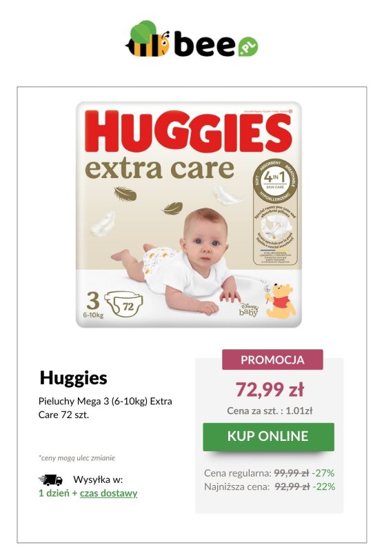 Bee.pl - gazetka promocyjna Huggies w SUPERCENACH! od środy 07.05  - strona 3