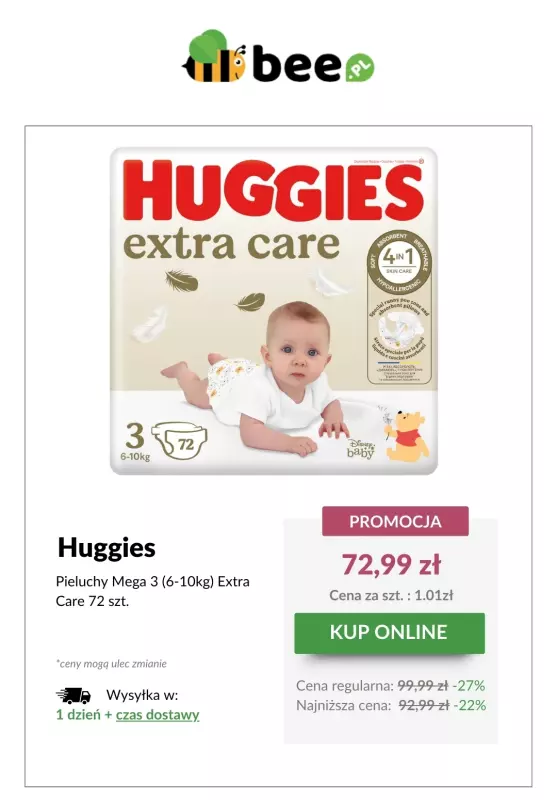 Bee.pl - gazetka promocyjna Huggies w SUPERCENACH! od środy 07.05  - strona 3