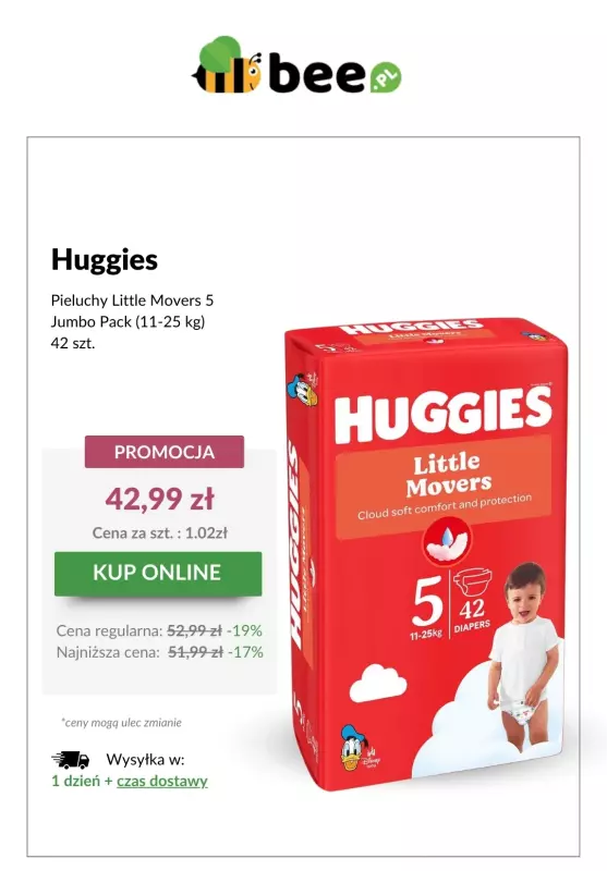Bee.pl - gazetka promocyjna Huggies w SUPERCENACH! od środy 07.05  - strona 6