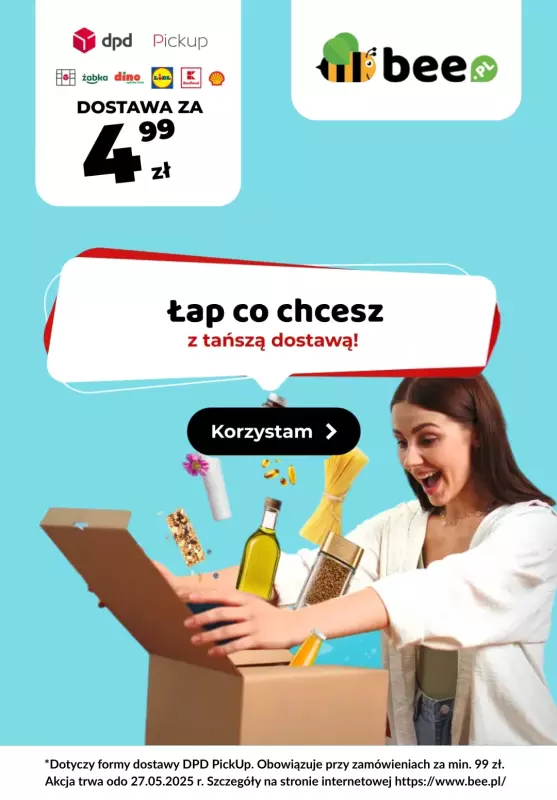 Bee.pl - gazetka promocyjna Złap dostawę za 4,99 zł! od piątku 09.05 do wtorku 27.05