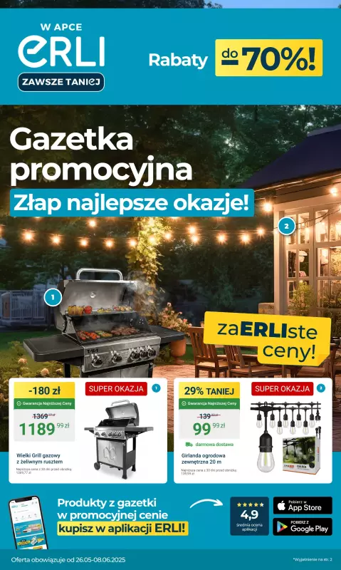 Erli - gazetka promocyjna Gazetka od poniedziałku 26.05 do niedzieli 08.06