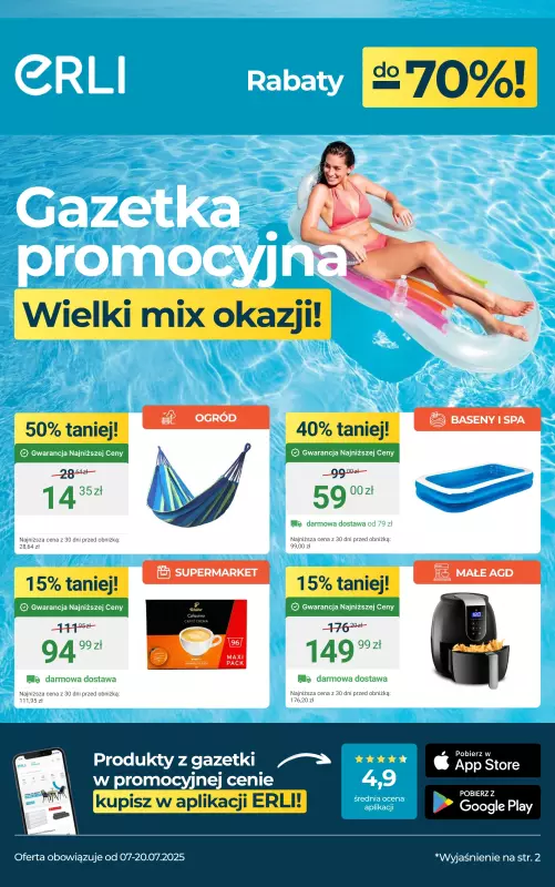 Erli - gazetka promocyjna Gazetka od poniedziałku 07.07 do niedzieli 20.07