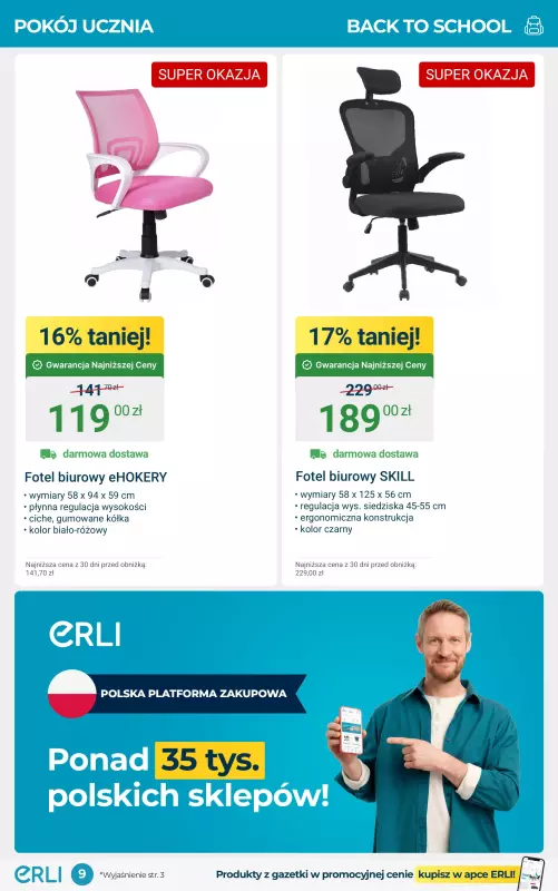 Erli - gazetka promocyjna Back to school – wyprawka i pokój ucznia! od poniedziałku 18.08 do niedzieli 31.08 - strona 9