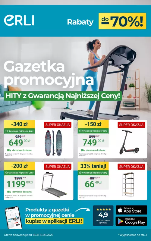 Erli - gazetka promocyjna Sport, turystyka i warsztat – najlepsze hity! od poniedziałku 25.08 do niedzieli 31.08