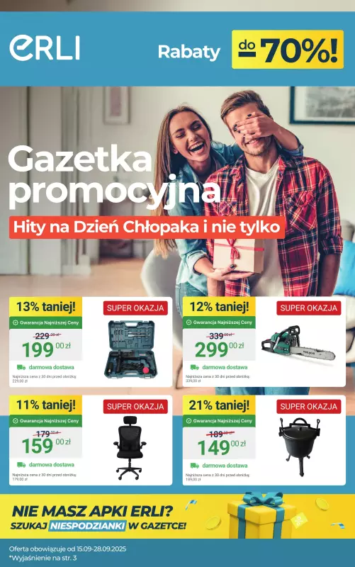 Erli - gazetka promocyjna Gorące promocje na Dzień Chłopaka! od niedzieli 21.09 do niedzieli 28.09