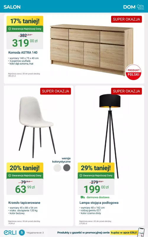 Erli - gazetka promocyjna TOP OKAZJE – meble i aranżacja wnętrz! od czwartku 02.10 do niedzieli 12.10 - strona 5