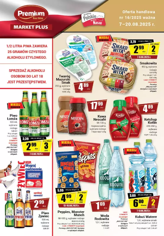 Premium - gazetka promocyjna Gazetka Premium Market Plus od czwartku 07.08 do środy 20.08
