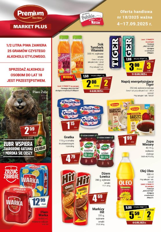 Premium - gazetka promocyjna Gazetka Premium Market Plus od czwartku 04.09 do środy 17.09