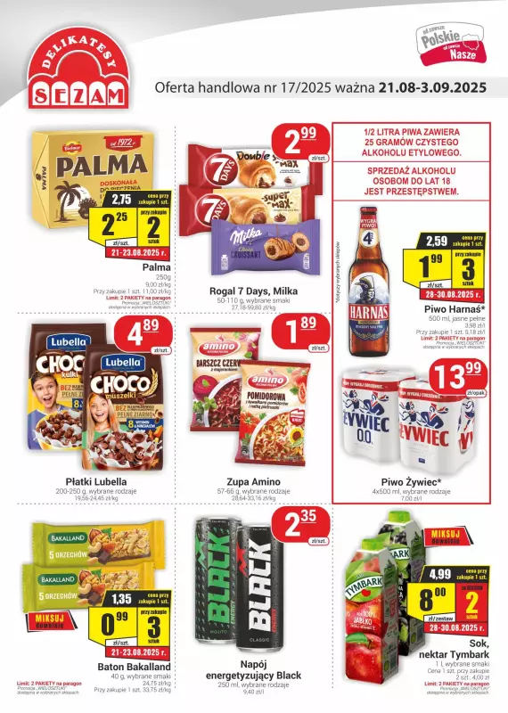 Delikatesy Sezam - gazetka promocyjna Gazetka od czwartku 21.08 do środy 03.09