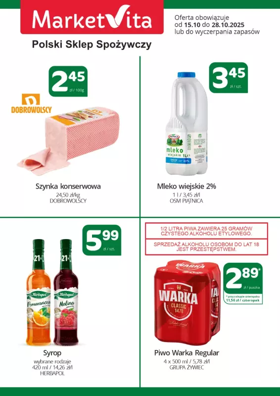 Marketvita - gazetka promocyjna Plakat promocyjny od środy 15.10 do wtorku 28.10