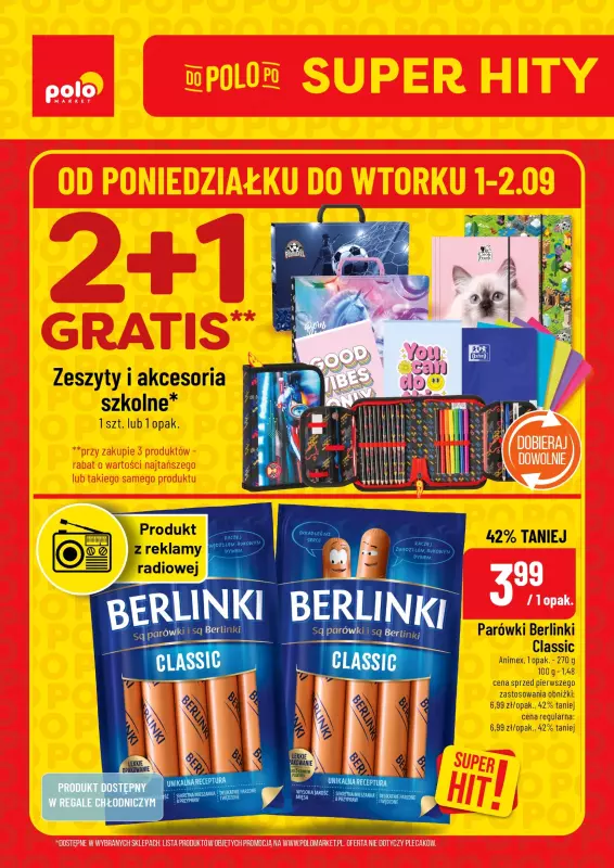 POLOmarket - gazetka promocyjna Super hity od poniedziałku 01.09 do wtorku 02.09