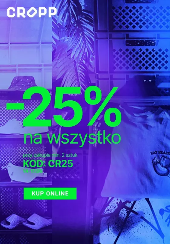 Cropp - gazetka promocyjna -25% z KODEM na WSZYTSKO! od piątku 14.06 do poniedziałku 17.06