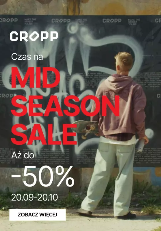 Cropp - gazetka promocyjna Do -50% Mid Season Sale od piątku 20.09 do niedzieli 20.10