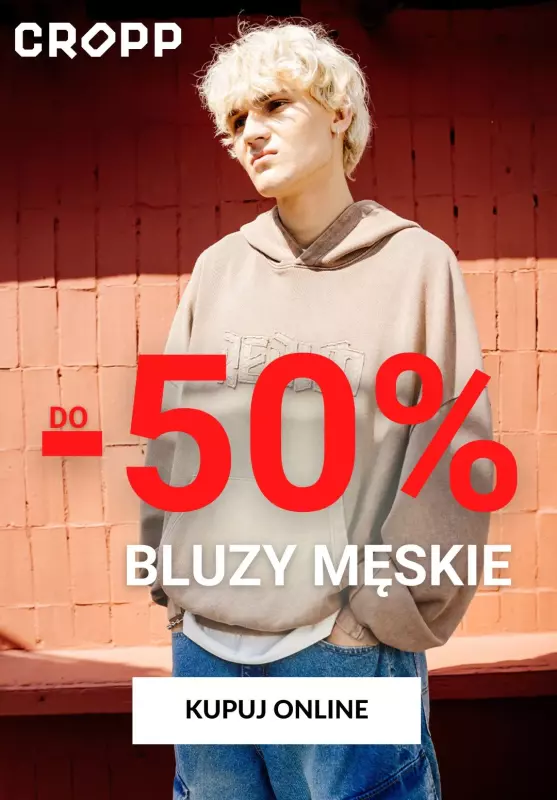 Cropp - gazetka promocyjna Do -50% na bluzy męskie od środy 09.10 