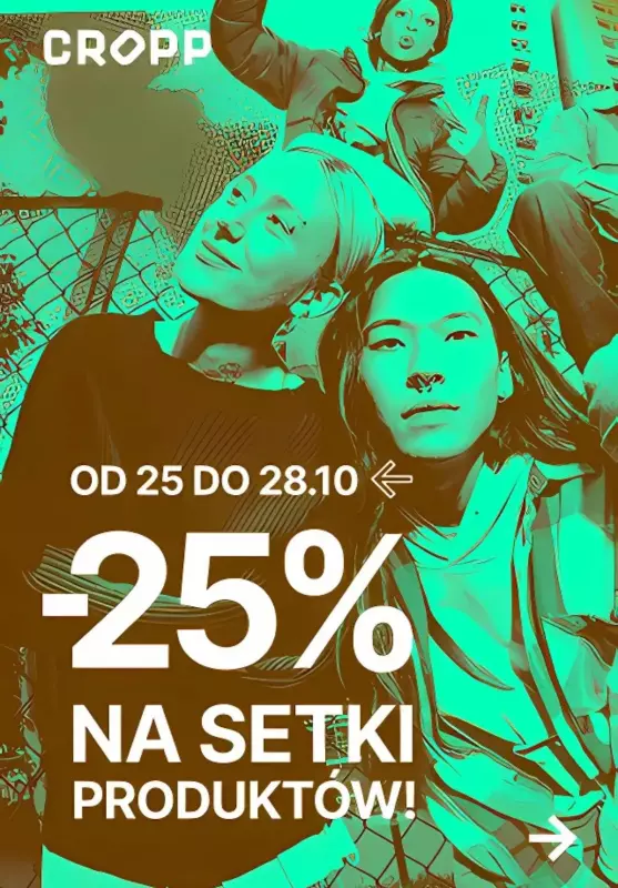 Cropp - gazetka promocyjna -25% na wybrane nieprzecenione produkty od piątku 25.10 do poniedziałku 28.10