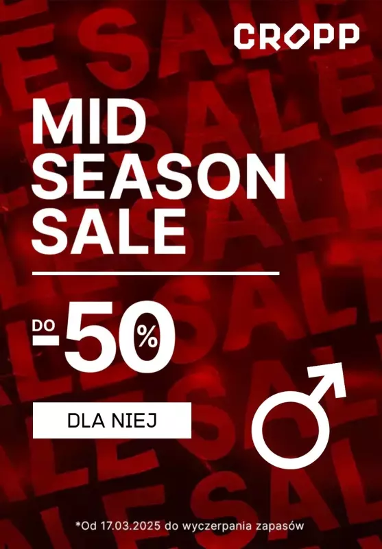 Cropp - gazetka promocyjna Mid Season Sale dla Niego! od środy 19.03 do wtorku 25.03