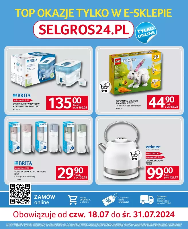 Selgros - gazetka promocyjna Top Okazje Tylko W E-Sklepie od czwartku 18.07 do środy 31.07