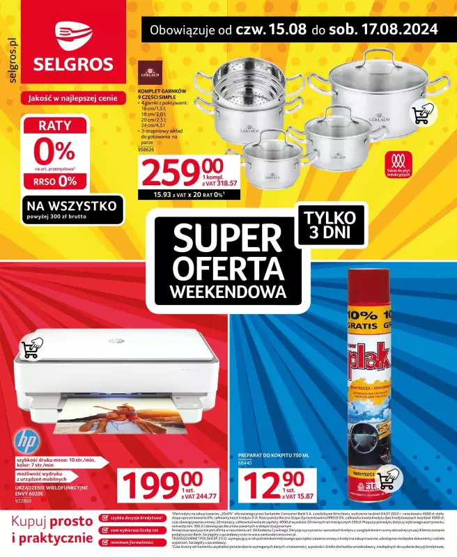 Selgros - gazetka promocyjna Super oferta na 3 dni od czwartku 15.08 do soboty 17.08