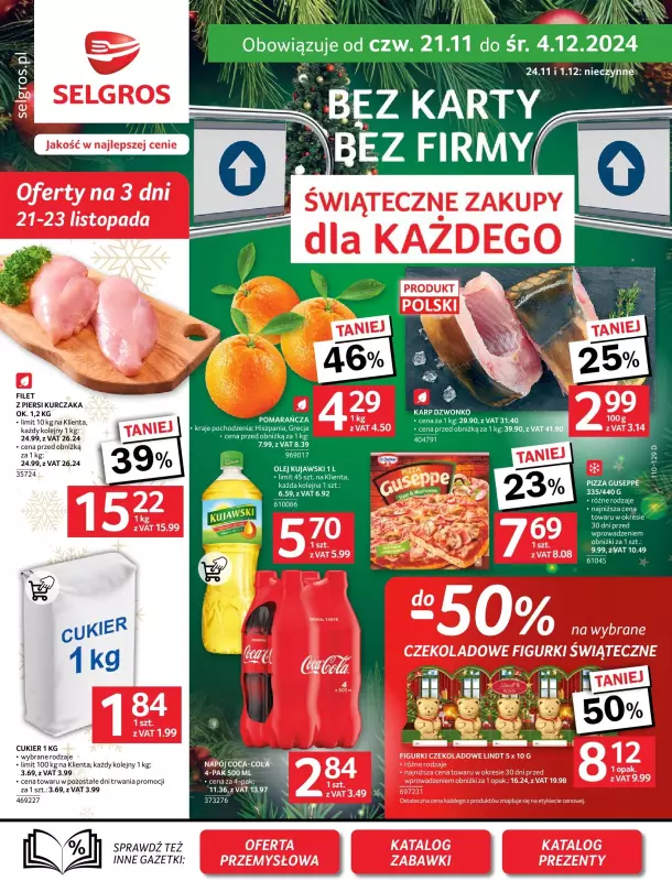 Selgros - gazetka promocyjna Oferta spożywcza od czwartku 21.11 do środy 04.12