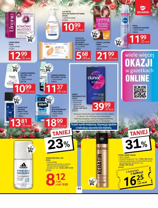 Selgros - gazetka promocyjna Oferta spożywcza od czwartku 05.12 do środy 18.12 - strona 44