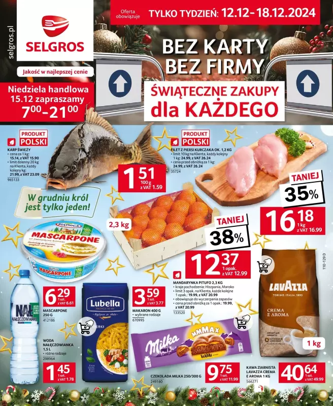 Selgros - gazetka promocyjna Oferta spożywcza od czwartku 12.12 do środy 18.12